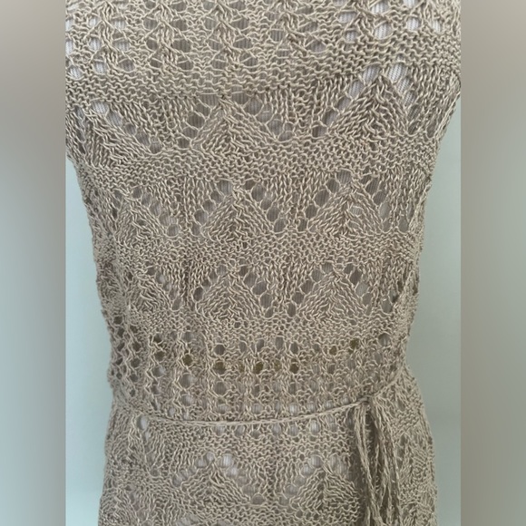 Vintage Crocheted Beige Sweater Vest Sz: S - Picture 5 of 8